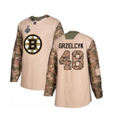 Youth Boston Bruins #48 Matt Grzelcyk Authentic Camo Veterans Day Practice 2019 Stanley Cup Final Bound Hockey Jersey