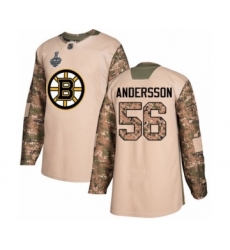 Men's Boston Bruins #56 Axel Andersson Authentic Green Salute to Service 2019 Stanley Cup Final Bound Hockey Jersey