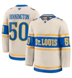 Men's St. Louis Blues #50 Jordan Binnington Cream 2024-25 Winter Classic Stitched Hockey Jersey