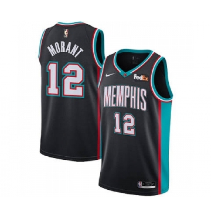 Men's Memphis Grizzlies #12 Ja Morant 2021 Black Swingman Stitched Basketball Jersey