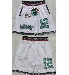 Men's Memphis Grizzlies #12 Ja Morant White 2025 Shorts (Run Small)