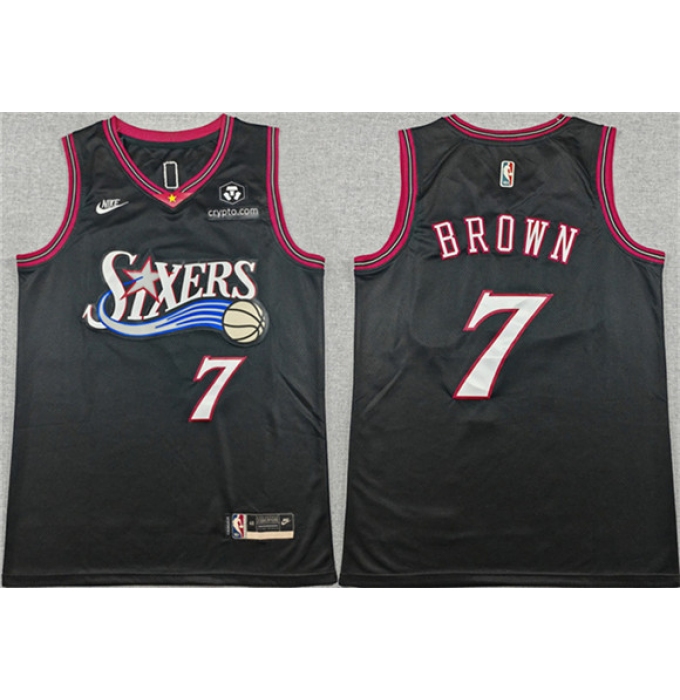 Men's Philadelphia 76ers #7 Jaylen Brown Black 2026 Classic Edition Stitched Jersey
