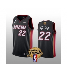 Men's Miami Heat #22 Jimmy Butler Black 2023 Finals Icon Edition With NO.6 Stitched Basketball Jersey