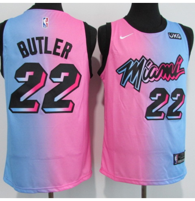 Men's Miami Heat #22 Jimmy Butler Pink-Blue Swingman Basketball Jersey