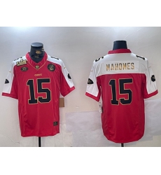 Men's Kansas City Chiefs #15 Patrick Mahomes Red With Gold Super Bowl LVIII Patch Limited Stitched Football Jersey