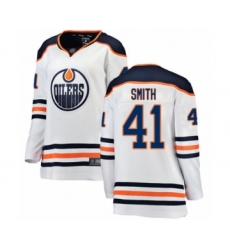 Women's Edmonton Oilers #41 Mike Smith Authentic White Away Fanatics Branded Breakaway Hockey Jersey