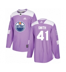 Youth Edmonton Oilers #41 Mike Smith Authentic Purple Fights Cancer Practice Hockey Jersey