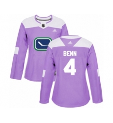 Women's Vancouver Canucks #4 Jordie Benn Authentic White Away Hockey Jersey
