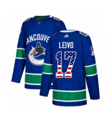 Men's Vancouver Canucks #17 Josh Leivo Authentic Blue USA Flag Fashion Hockey Jersey