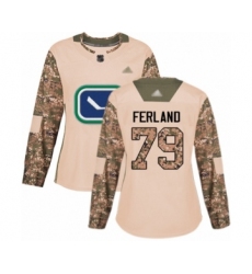Women's Vancouver Canucks #79 Michael Ferland Authentic Camo Veterans Day Practice Hockey Jersey