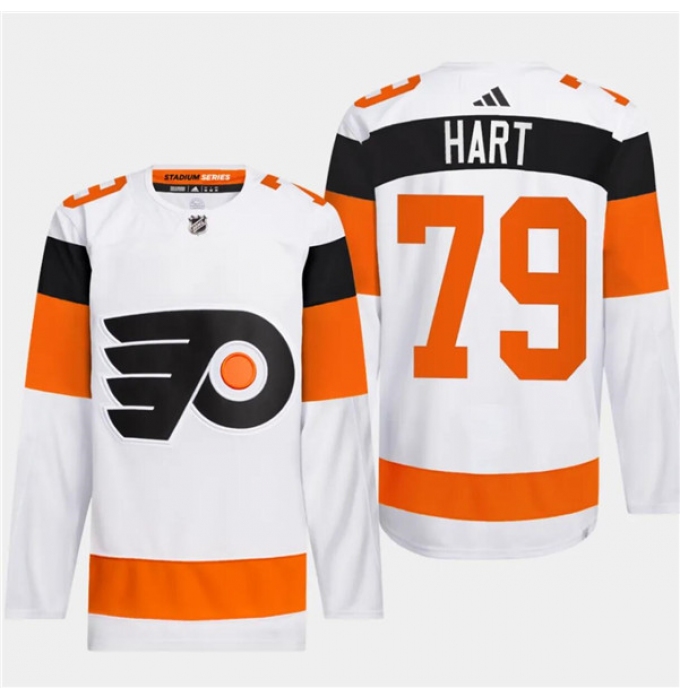 Men's Philadelphia Flyers #79 Carter Hart White 2024 Stadium Series Stitched Jersey