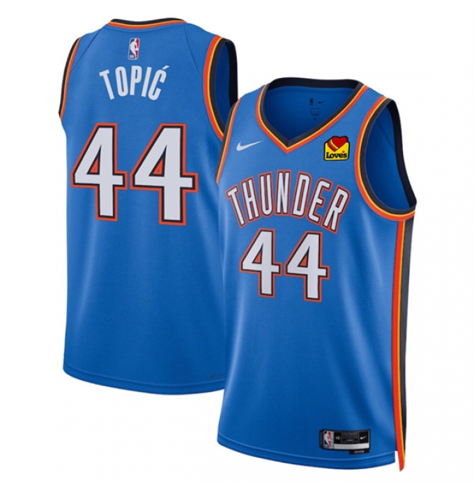 Men's Oklahoma City Thunder #44 Nikola Topic Blue 2024 Draft Icon Edition Stitched Basketball Jersey