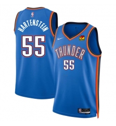 Men's Oklahoma City Thunder #55 Isaiah Hartenstein Blue Icon Edition Stitched Basketball Jersey