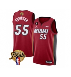 Men's Miami Heat #55 Duncan Robinson Red 2023 Finals Statement Edition With NO.6 Stitched Basketball Jersey