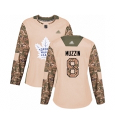 Women's Toronto Maple Leafs #8 Jake Muzzin Authentic Camo Veterans Day Practice Hockey Jersey