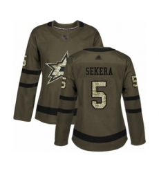 Women's Dallas Stars #5 Andrej Sekera Authentic Green Salute to Service Hockey Jersey