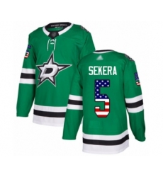 Youth Dallas Stars #5 Andrej Sekera Authentic Green USA Flag Fashion Hockey Jersey