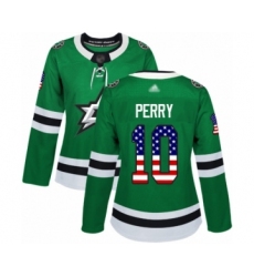 Women's Dallas Stars #10 Corey Perry Authentic Green USA Flag Fashion Hockey Jersey