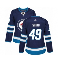 Women's Winnipeg Jets #49 Logan Shaw Authentic Navy Blue Home Hockey Jersey