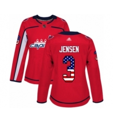 Women's Washington Capitals #3 Nick Jensen Authentic Red USA Flag Fashion Hockey Jersey
