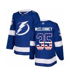 Men's Tampa Bay Lightning #35 Curtis McElhinney Authentic Blue USA Flag Fashion Hockey Jersey