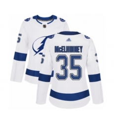 Women's Tampa Bay Lightning #35 Curtis McElhinney Authentic White Away Hockey Jersey