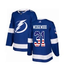 Youth Tampa Bay Lightning #31 Scott Wedgewood Authentic Blue USA Flag Fashion Hockey Jersey