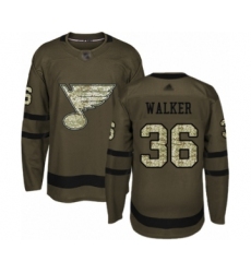 Youth St. Louis Blues #36 Nathan Walker Authentic Green Salute to Service Hockey Jersey