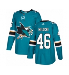 Youth San Jose Sharks #46 Nicolas Meloche Authentic Teal Green Home Hockey Jersey