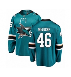 Youth San Jose Sharks #46 Nicolas Meloche Fanatics Branded Teal Green Home Breakaway Hockey Jersey