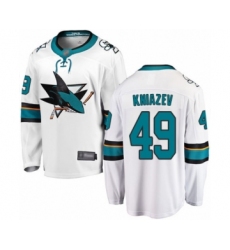 Men's San Jose Sharks #49 Artemi Kniazev Fanatics Branded White Away Breakaway Hockey Jersey
