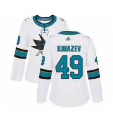 Women's San Jose Sharks #49 Artemi Kniazev Authentic White Away Hockey Jersey
