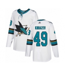 Youth San Jose Sharks #49 Artemi Kniazev Authentic White Away Hockey Jersey