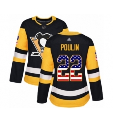 Women's Pittsburgh Penguins #22 Samuel Poulin Authentic Black USA Flag Fashion Hockey Jersey