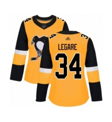 Women's Pittsburgh Penguins #34 Nathan Legare Authentic Gold Alternate Hockey Jersey