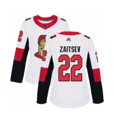 Women's Ottawa Senators #22 Nikita Zaitsev Authentic White Away Hockey Jersey