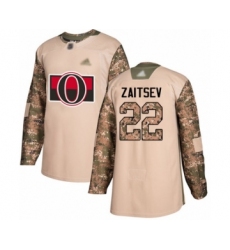 Youth Ottawa Senators #22 Nikita Zaitsev Authentic Camo Veterans Day Practice Hockey Jersey