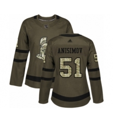 Women's Ottawa Senators #51 Artem Anisimov Authentic Green Salute to Service Hockey Jersey