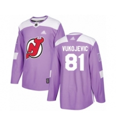 Youth New Jersey Devils #81 Michael Vukojevic Authentic Purple Fights Cancer Practice Hockey Jersey