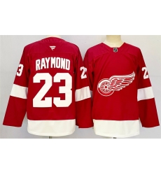 Men's Detroit Red Wings #23 Lucas Raymond Red 2024-25 Home Stitched Jersey