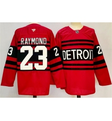 Men's Detroit Red Wings #23 Lucas Raymond Red 2024-25 Reverse Retro Stitched Jersey