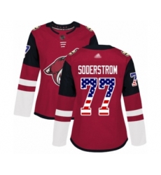 Women's Arizona Coyotes #77 Victor Soderstrom Authentic Red USA Flag Fashion Hockey Jersey