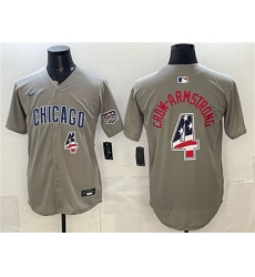 Men's Chicago Cubs #4 Pete Crow-Armstrong Gray 2026 USA 250 Fourth of July Stitched Baseball Jersey