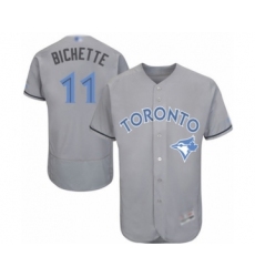 Men's Toronto Blue Jays #11 Bo Bichette Authentic Gray 2016 Father's Day Fashion Flex Base Baseball Player Jersey
