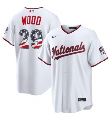 Men's Washington Nationals #29 James Wood White USA 250 Fourth of July Home Stitched Baseball Jersey