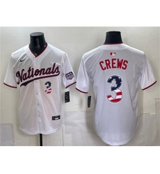 Men's Washington Nationals #3 Dylan Crews White USA 250 Fourth of July Home Stitched Baseball Jersey