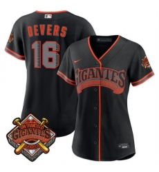 Women's San Francisco Giants #16 Rafael Devers Black 2026 Alternate Stadium Stitched Baseball Jersey(Run Small)