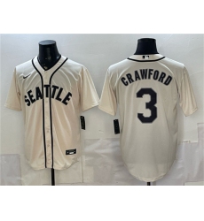 Men's Seattle Mariners #3 J.P. Crawford Cream With Name Alternate Stitched Baseball Jersey