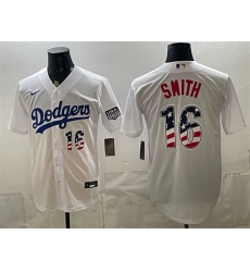 Men's Los Angeles Dodgers #16 Will Smith White USA 250 Fourth of July Home Stitched Baseball Jersey