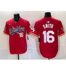 Men's Los Angeles Dodgers x One Piece #16 Will Smith Red Vapor Premier Limited Stitched Baseball Jersey